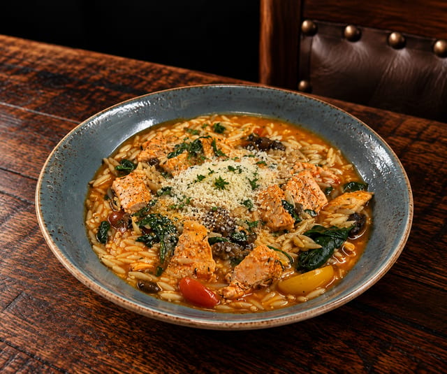 Orzo and Salmon.